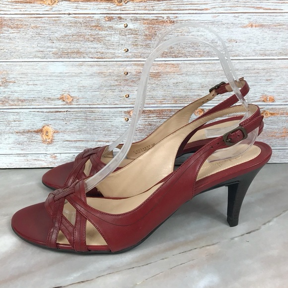 Cole Haan Aline Heeled Strappy Sandals in Red Leather - Picture 2 of 9